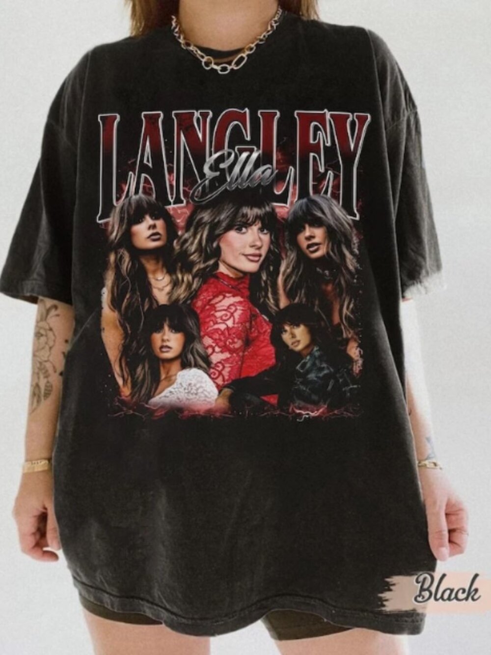 Ella Langley Graphic Vintage Style Black T-Shirt